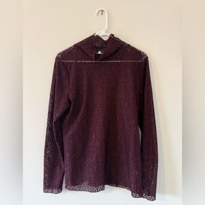 Women's Lace Long-Sleeve Top in Deep Plum